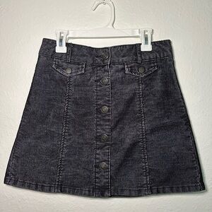 BDG Black Corduroy Button Down Mini Skirt